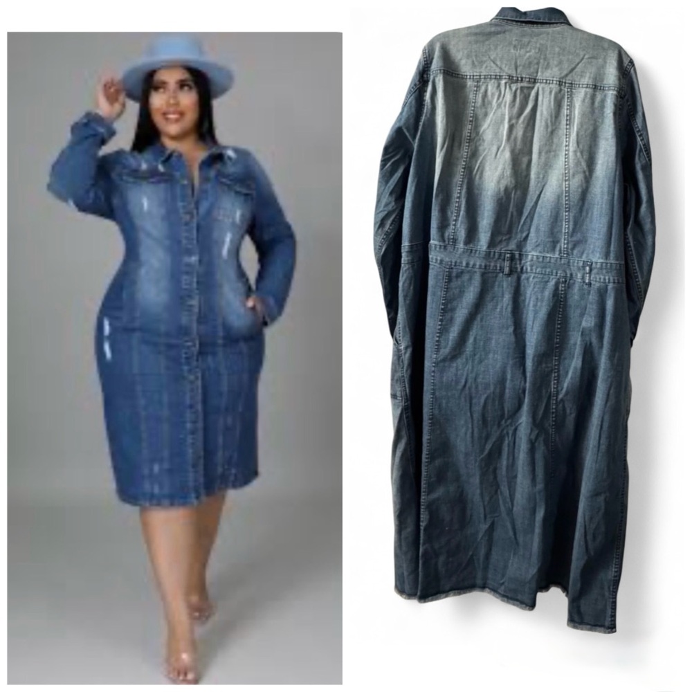 LOGO by Lori Goldstein Long Sleeve Denim Dress